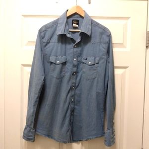 Wrangler Pearl Snap Blue Shirt XL